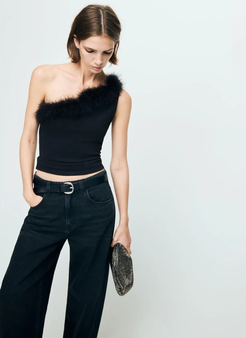 MANGO Asymmetrical speckled top